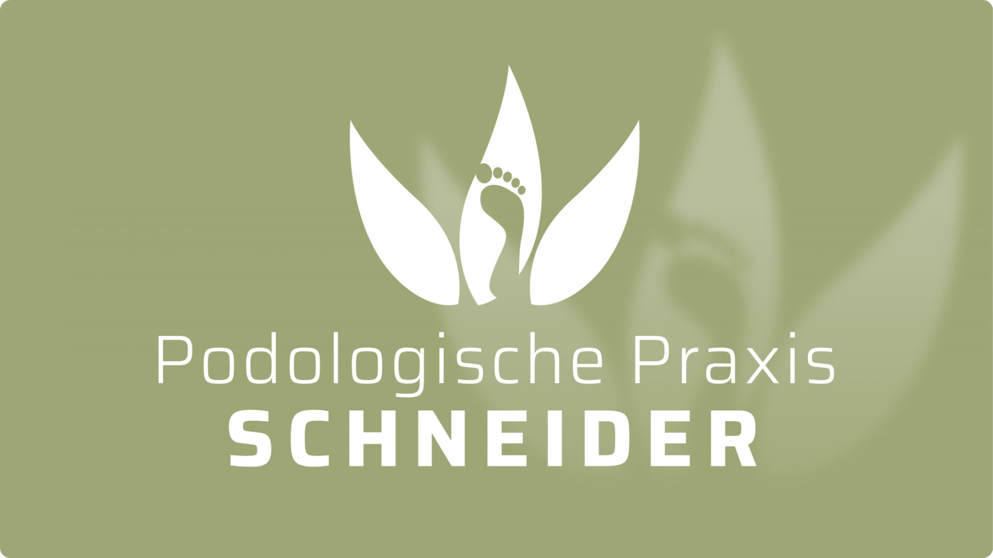 Logo der Podologischen Praxis Schneider mit stilisierten Blättern und Fußsymbol.